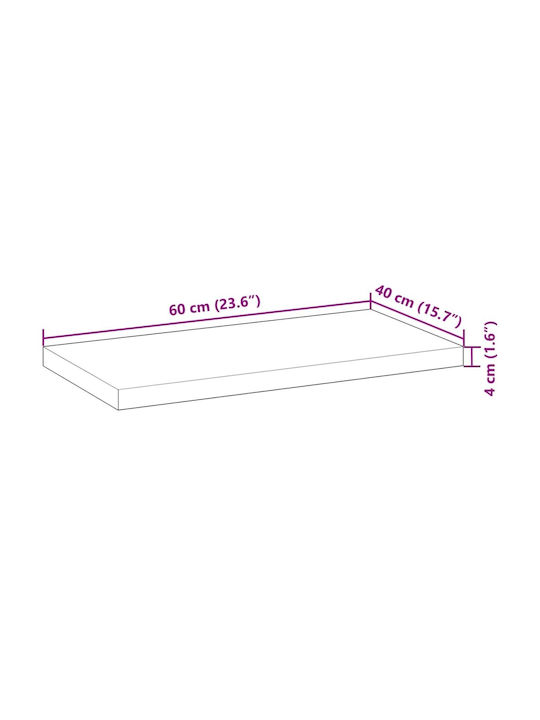 vidaXL Rectangular Bookcase Shelf made of Solid Wood Acacia 60x40x4cm 3279471 1pcs