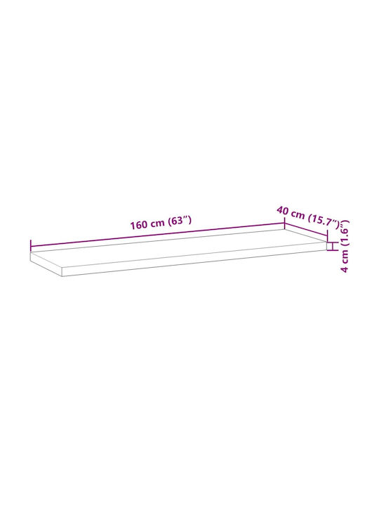 vidaXL Rechteckig Bücherregal aus Massivholz Acacia 160x40x4cm 3279491 1Stück
