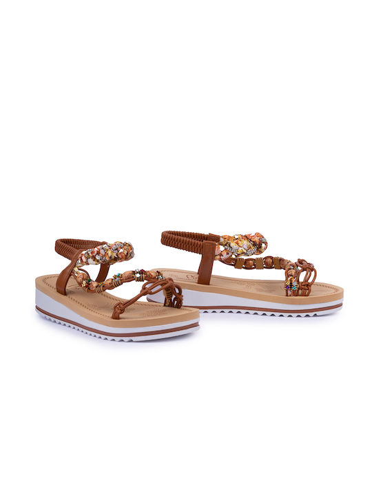 Mallory Moses Women's Flat Sandals in Tabac Brown Color