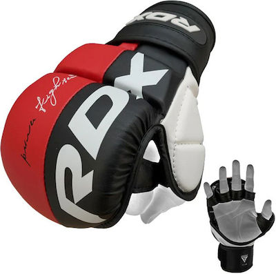 RDX Leather MMA Gloves Red