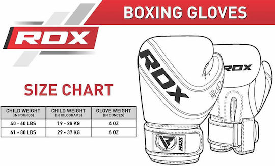 RDX Kids Παιδικά Γάντια Πυγμαχίας από Συνθετικό Δέρμα για Αγώνα Κόκκινα