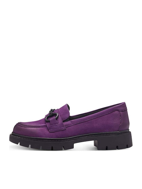 Leather Women's Moccasins in Purple Color