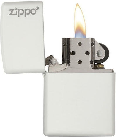 Zippo Classic Matte Logo Brichetă Rezistentă La Vânt Cu Flacără În Culoare Albă
