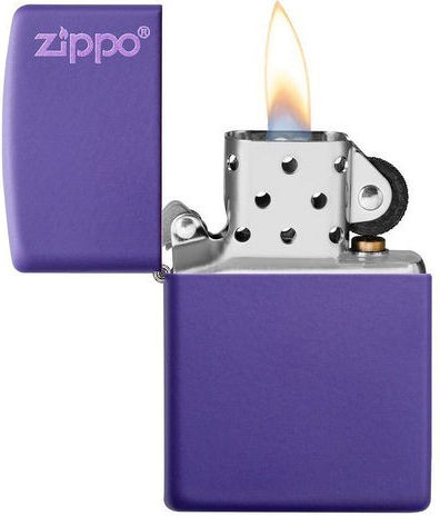Zippo Класическа Матирана Лого Ветроустойчива Запалка с Пламък в Лилав Цвят