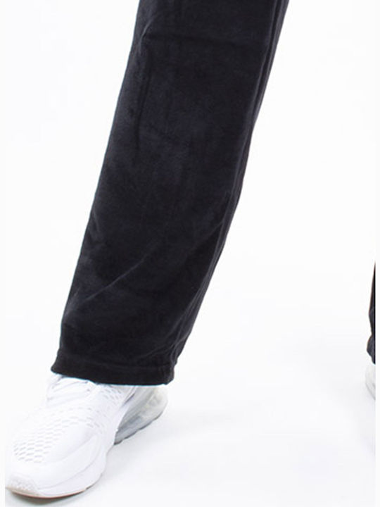 Hohe Taille Jogginghose Breit Samt Black