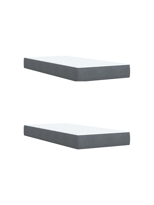 King Size Bed Upholstered with Dark Grey Velvet with Slats & Mattress 200x200cm