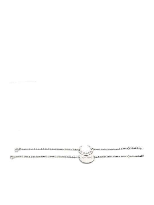 Goldsmith Silver Women's Double Bracelet Half Moon-Circle