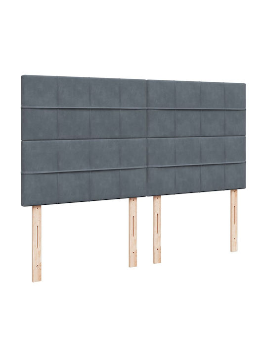 King Size Bed Upholstered with Dark Grey Velvet with Slats & Mattress 200x200cm