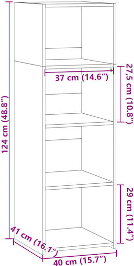 Βιβλιοθήκη Μαύρο 40x41x124εκ.