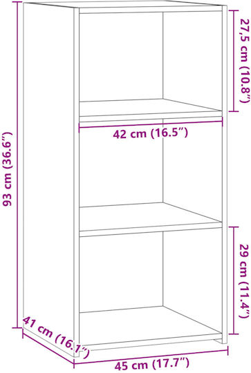 Bücherschrank Grau 45x41x93cm