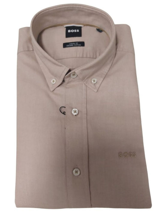 Hugo Boss Men's Shirt Long Sleeve Beige