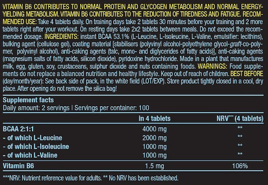 BCAA+B6 340 tablets
