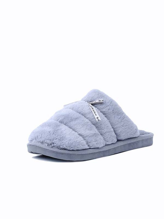 Confly Winter Women's Slippers with fur in Gray color