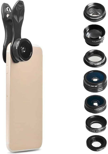 Apexel Telefonkamera-Objektiv-Set Teleobjektiv / Makro / Fisheye / Weitwinkel 1x 1Stück in Schwarz Farbe