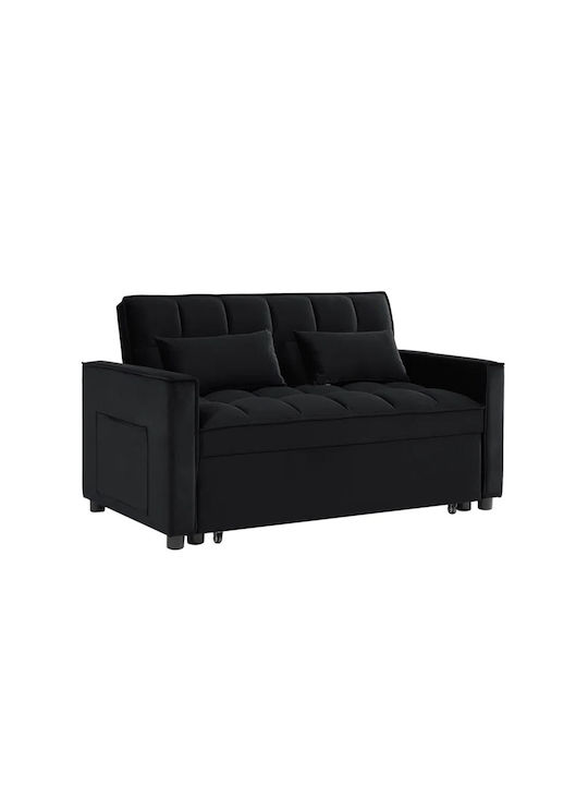 Tempo Doppelsitzer Sofa Bett Samt Schwarz 141x98x77cm E998,2