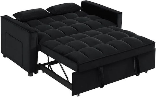 Tempo Двуместен Диван Легло Кадифен Черен 141x98x77см Е998,2