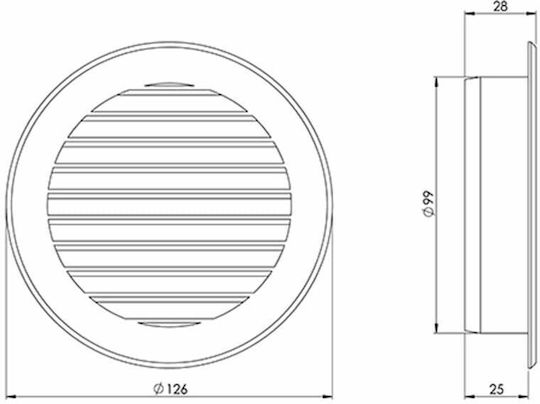 Europlast Vent Louver 10x10cm Round With Sieve