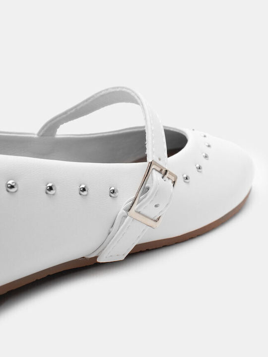 Luigi Synthetic Leather Pointy Ballerinas White