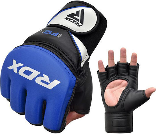 RDX Grappling Leather MMA Gloves Blue