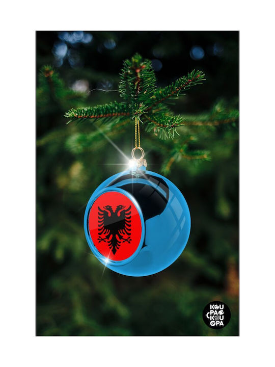 Koupakoupa Christmas Hanging Ball Ornament Plastic Blue With Gold Dust With Beads Blue