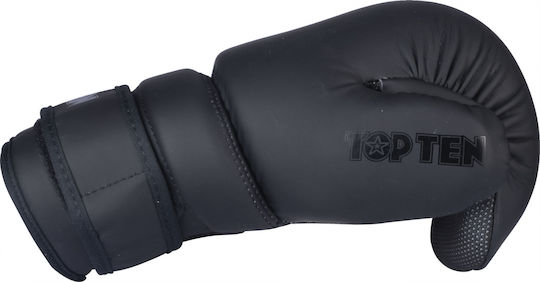 Top Ten Pointfighter "power Ink Γάντια Πυγμαχίας Δερμάτινα για Αγώνα Μαύρα