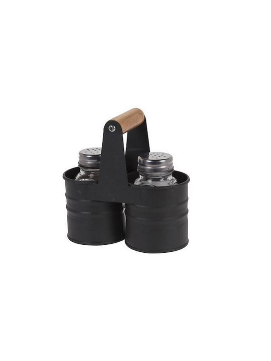 Excellent Houseware Salt and Pepper Set Metallic with Stand Black 3pcs