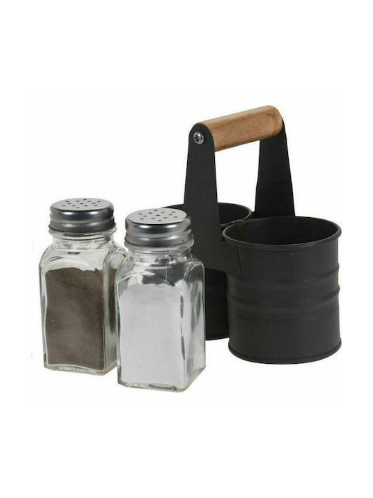 Excellent Houseware Σετ Αλατοπίπερο Μεταλλικό με Βάση Μαύρο 3τμχ