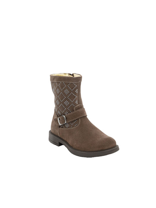 Balocchi Kids Suede Boots with Zipper Brown