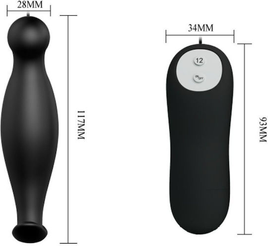 Pretty Love Bottom Silicone Anal Plug mit kabelloser Funktion und Vibration Schwarz
