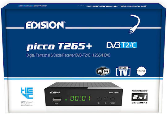 Edision Picco T265 Ψηφιακός Δέκτης Mpeg-4 SD (480p) με Λειτουργία PVR (Εγγραφή σε USB) Σύνδεσεις SCART / HDMI / USB
