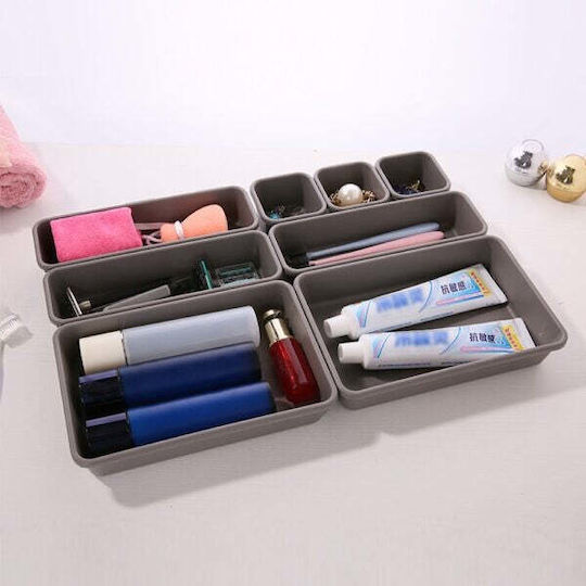 Plastic Cutie de Depozitare cu Capac Gri 23.5x16cm 8buc