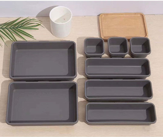 Plastic Cutie de Depozitare cu Capac Gri 23.5x16cm 8buc