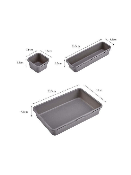 Plastic Cutie de Depozitare cu Capac Gri 23.5x16cm 8buc