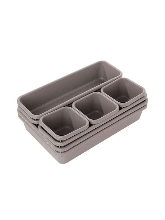 Plastic Cutie de Depozitare cu Capac Gri 23.5x16cm 8buc