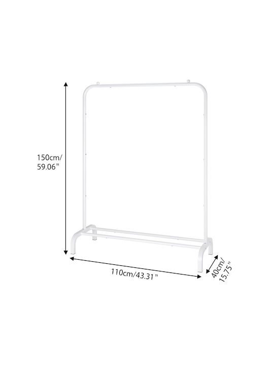 Factory Wheeled Floor Garment Rack made of Metal White 110x57x150cm