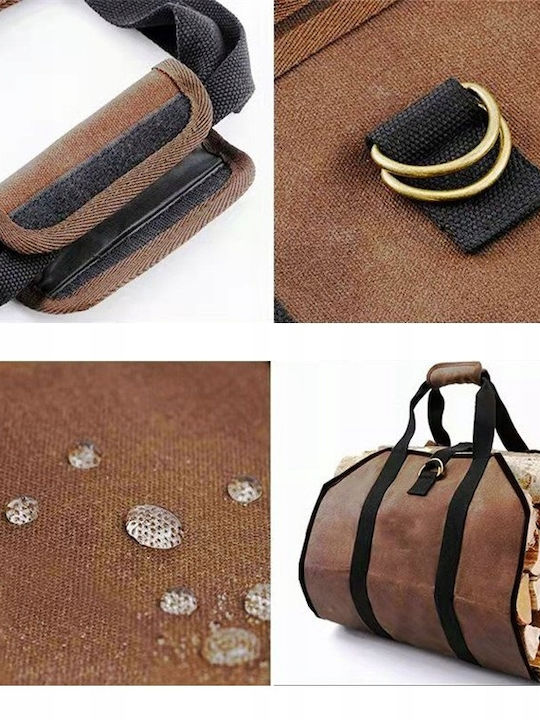 Wooden Firewood Carrying Bag Brown