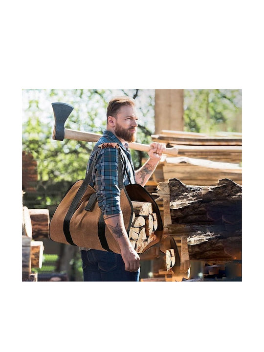 Wooden Firewood Carrying Bag Brown