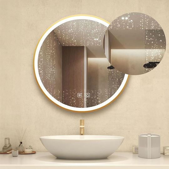Tutumi Runder Badezimmerspiegel LED aus Kunststoff 60x60cm Gold