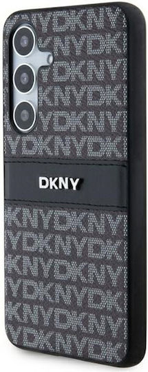 DKNY Leather Mono Stripe & Metal Logo Back Cover Silicon / Plastic Negru (Galaxy S24)