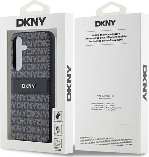 DKNY Leather Mono Stripe & Metal Logo Back Cover Silicon / Plastic Negru (Galaxy S24)