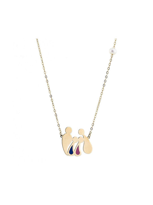 Goldsmith Necklace Family from Rose Gold 9 K with Pearls