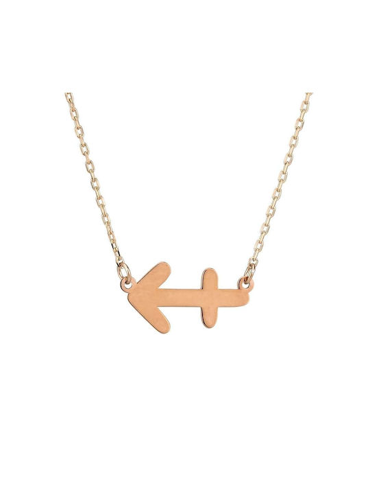 Goldsmith Necklace Zodiac Sign Sagittarius from Pink Gold Plated Silver