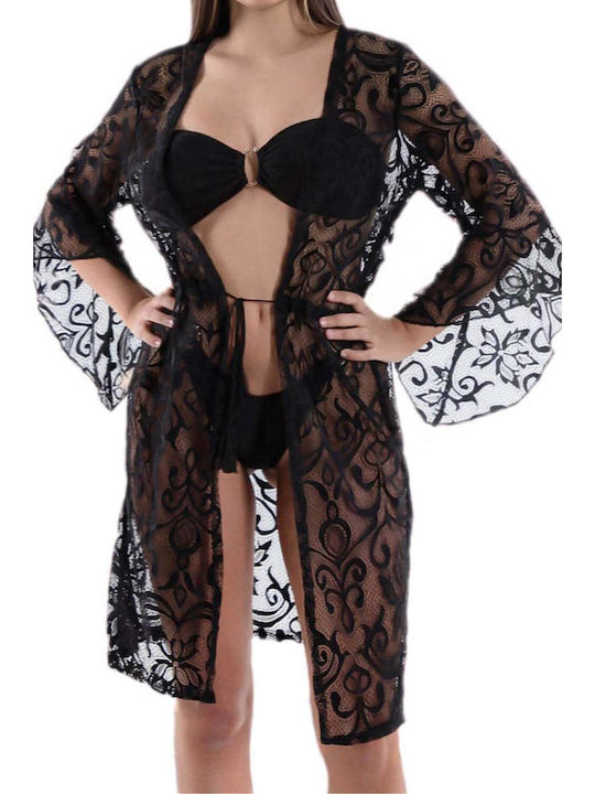 Transparent Mesh Tribal Design Beach Kaftan