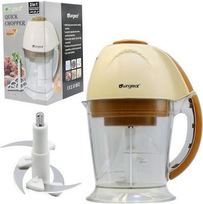 Wngreat Mini Tocător Multi 600W cu Recipient 2L Bej