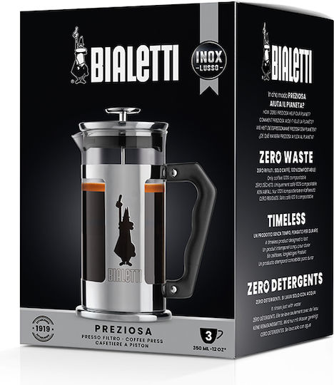 Bialetti Preziosa Cafetieră cu Filtru Manual din Oțel Inoxidabil Argintie 350ml