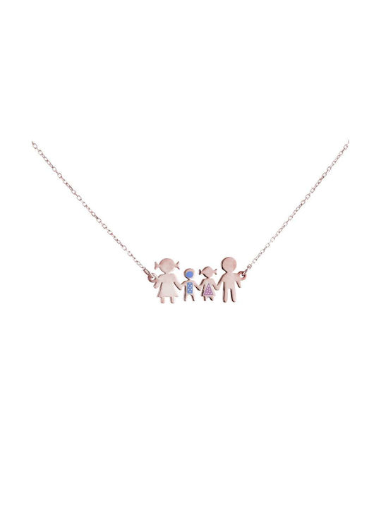 Goldsmith Necklace Family from Pink Gold Plated Silver