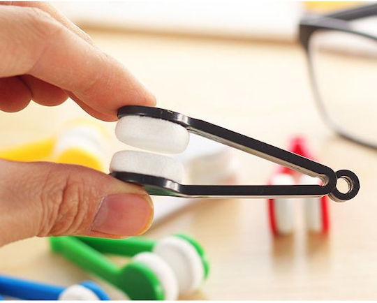 Instrument de curățare cu 2 capete din microfibră pentru întreținerea lentilelor ochelarilor 7×2 cm negru