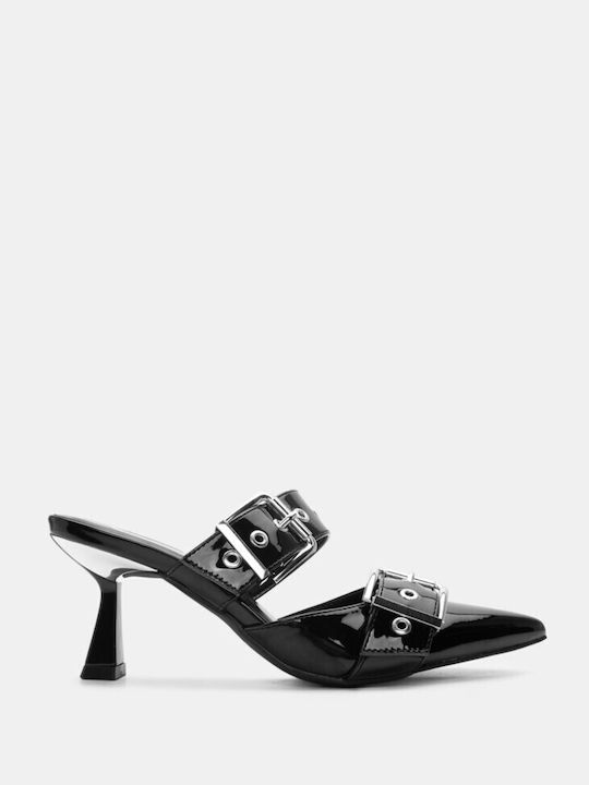 Luigi Heel Mules Black