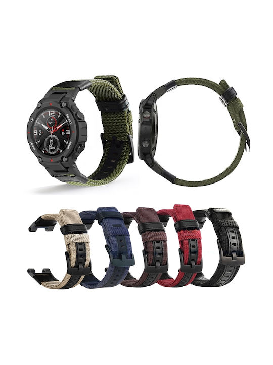 Leather Nylon Curea Piele Verde (Amazfit T-Rex)