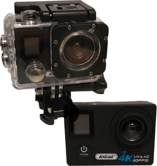 Andowl Qy07k 64GB Action Camera 4K Ultra HD Underwater (with Case) and Wi-Fi Black